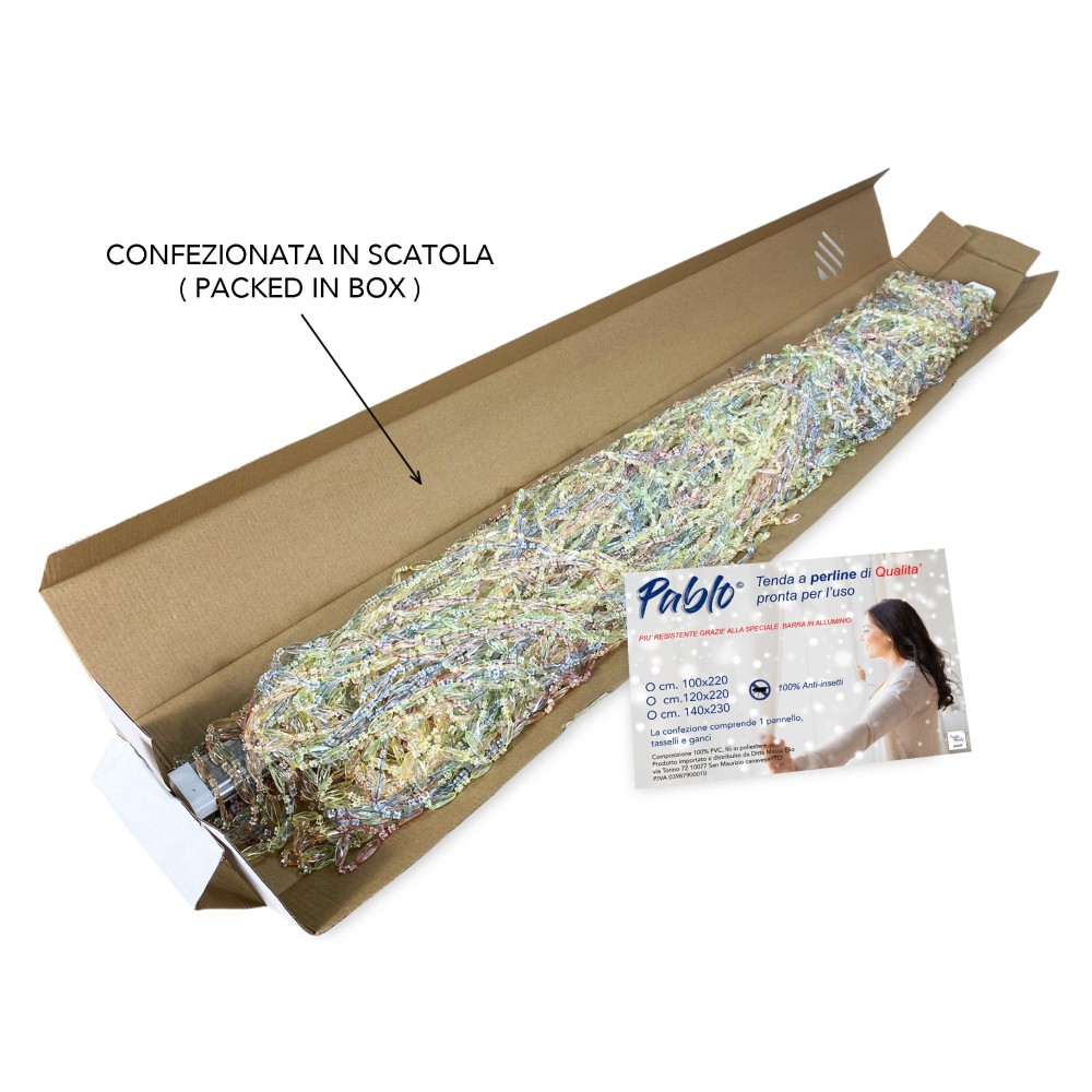 PABLO © CURTAIN mit MULTICOLOR Anti-Insekten-Perlen aus geräuscharmem PVC mit METALLSTAB