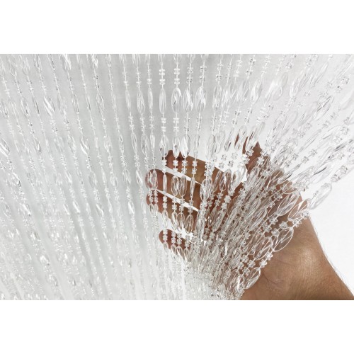 PABLO © TRANSPARENTER Anti-Insekten-Vorhang BEADED aus geräuscharmem PVC mit METALLSTANGE