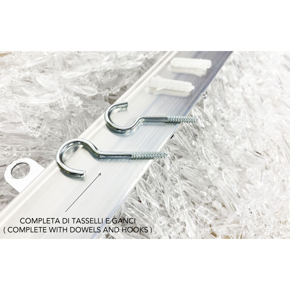 PABLO © TRANSPARENT anti-insect BEADED curtain in anti-noise PVC with METAL rod