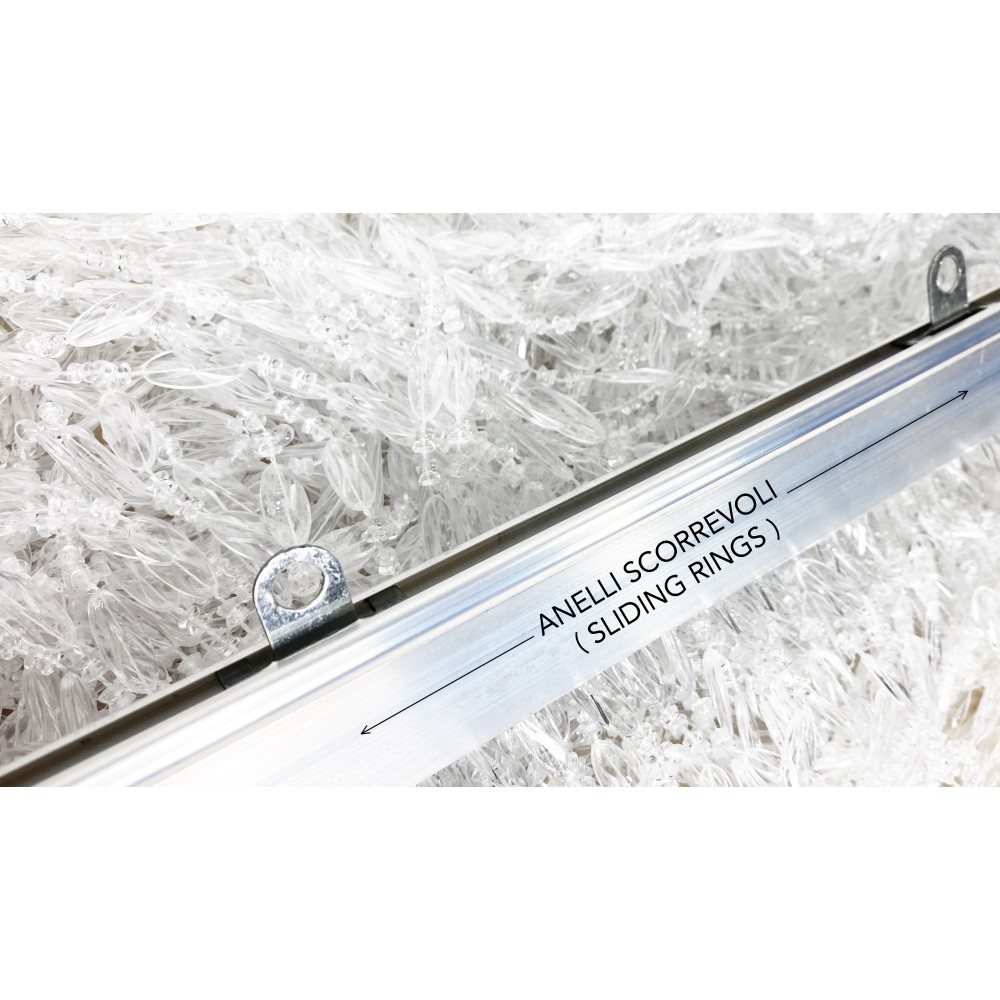 TENDA PABLO © a PERLINE anti insetti TRASPARENTE in PVC antirumore con asta in METALLO