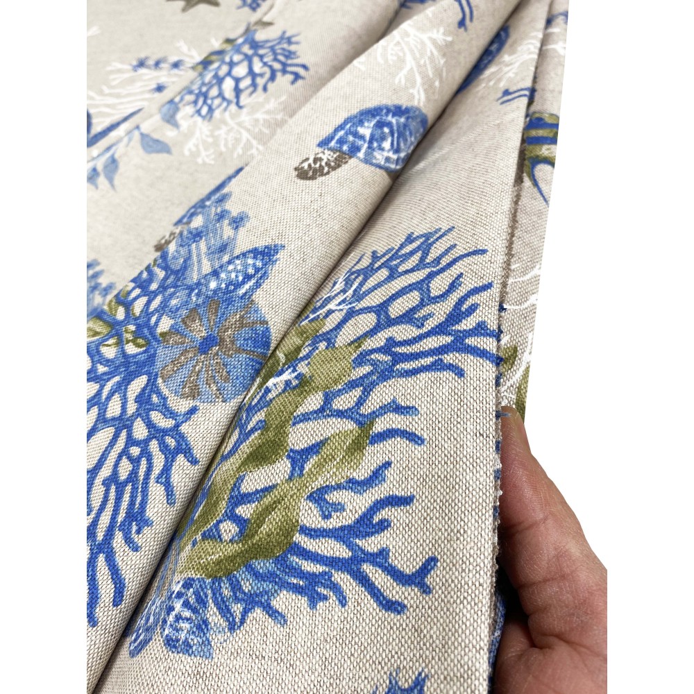 FUNDA DE DECORACIÓN GRAN SCARF colcha funda de sofá DORY tela TORTUGAS y CORALES azul