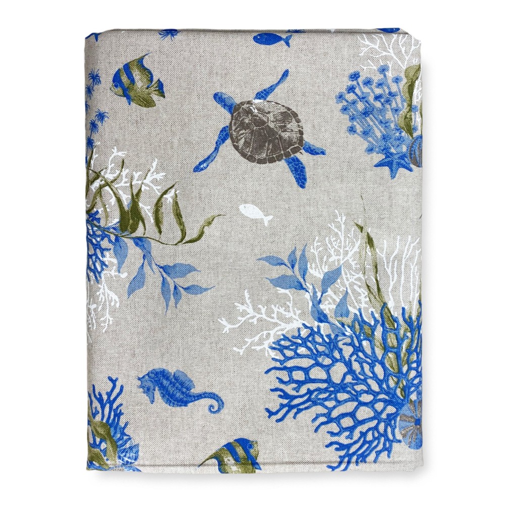 FUNDA DE DECORACIÓN GRAN SCARF colcha funda de sofá DORY tela TORTUGAS y CORALES azul