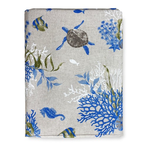 FUNDA DE DECORACIÓN GRAN SCARF colcha funda de sofá DORY tela TORTUGAS y CORALES azul