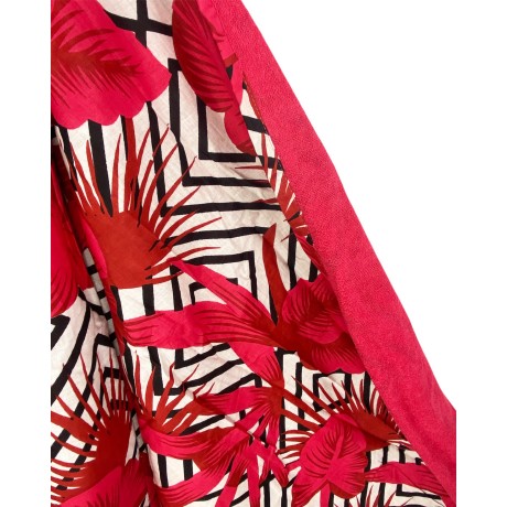 serviette de plage kikoy feuilles rouge