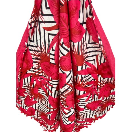 serviette de plage kikoy feuilles rouge