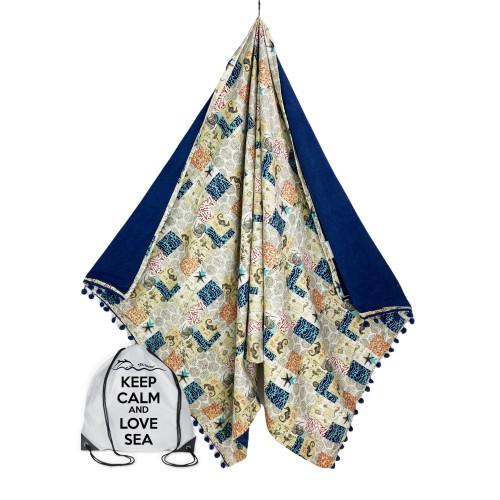 KIKOY double beach towel in COTTON and TERRY TOWEL with KEEP BACKPACK