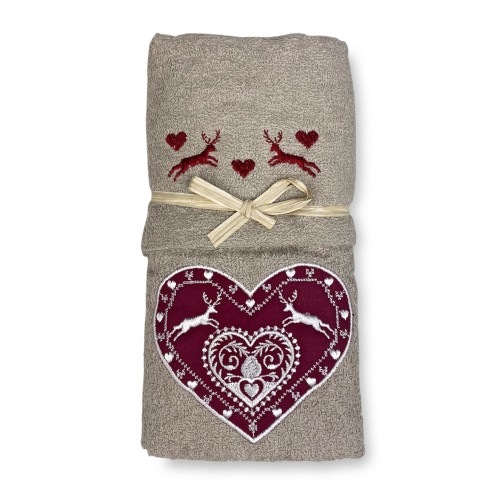 ENSEMBLE DE SERVIETTES TYROL TYROLIEN COEUR CERF colombe gris