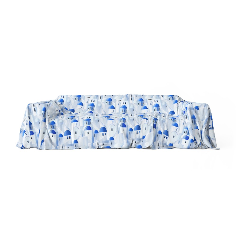 TELO ARREDO copritutto GRAN FOULARD COPRILETTO copridivano SANTORINI blu