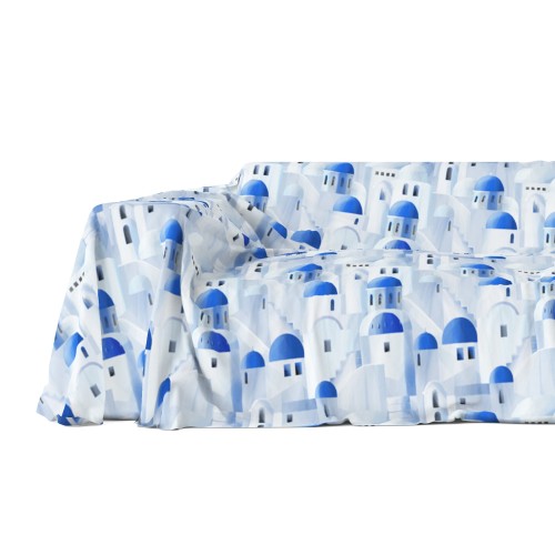 TELO ARREDO copritutto GRAN FOULARD COPRILETTO copridivano SANTORINI blu
