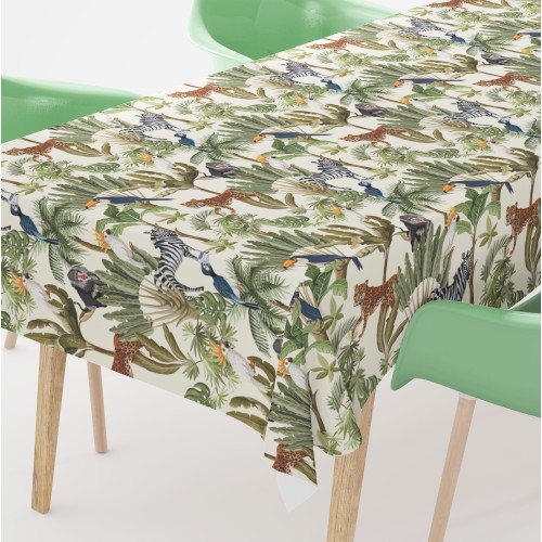 COTTON TABLECLOTH with JUNGLE design made in Italy