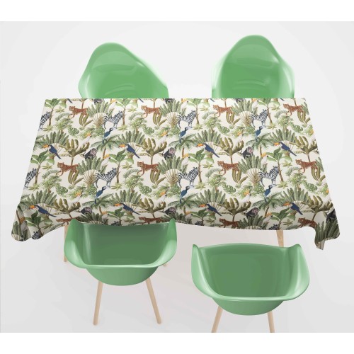 COTTON TABLECLOTH with JUNGLE design made in Italy