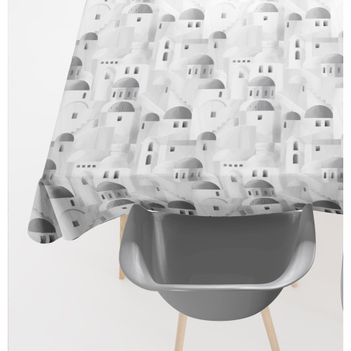 COTTON TABLECLOTH with grey SANTORINI design made in Italy