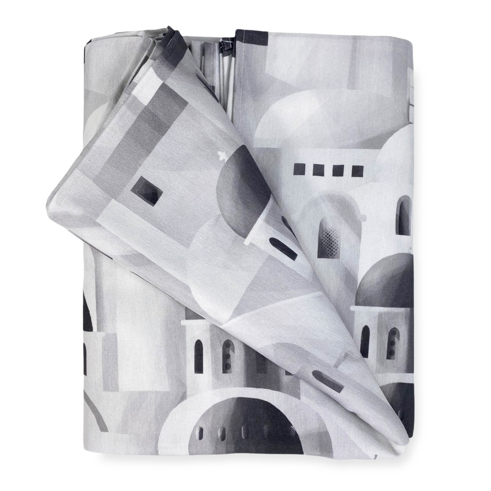 COTTON TABLECLOTH with grey SANTORINI design made in Italy