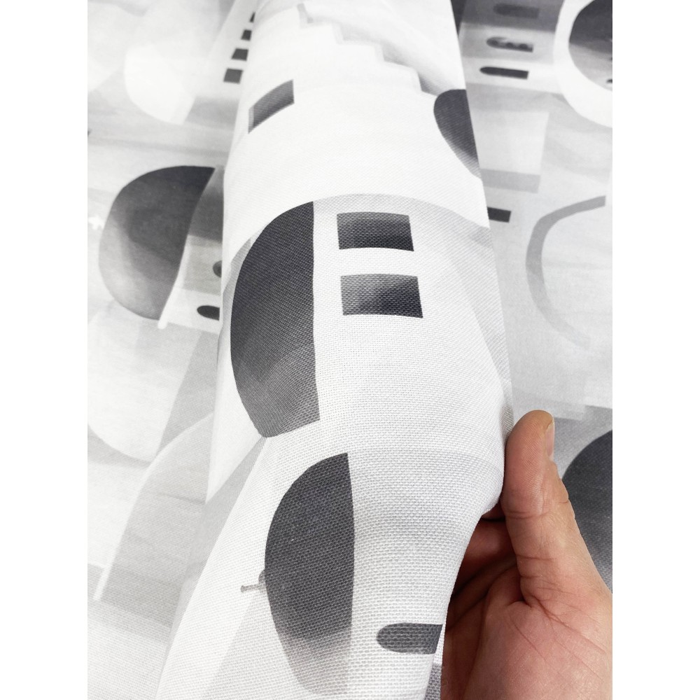 COTTON TABLECLOTH with grey SANTORINI design made in Italy