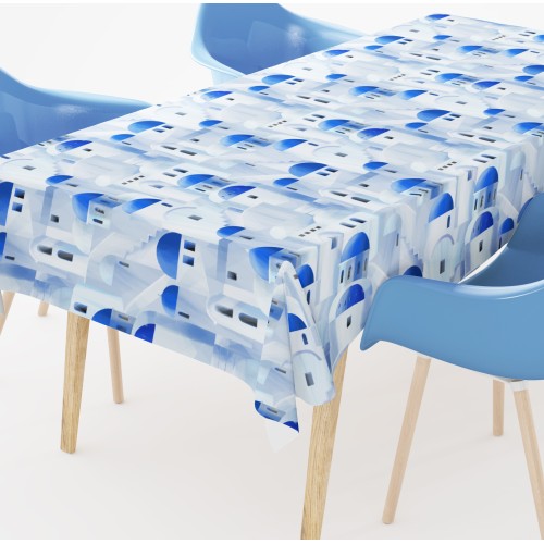 BAUMWOLL-TISCHDECKE blau SANTORINI Design made in Italy