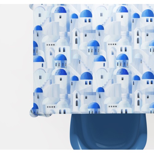 COTTON TABLECLOTH blue SANTORINI design made in Italy