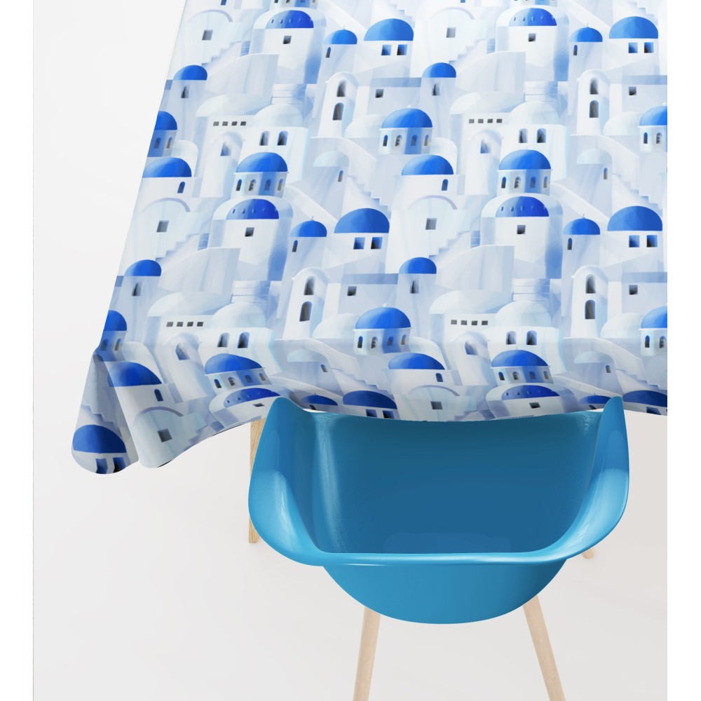 COTTON TABLECLOTH blue SANTORINI design made in Italy