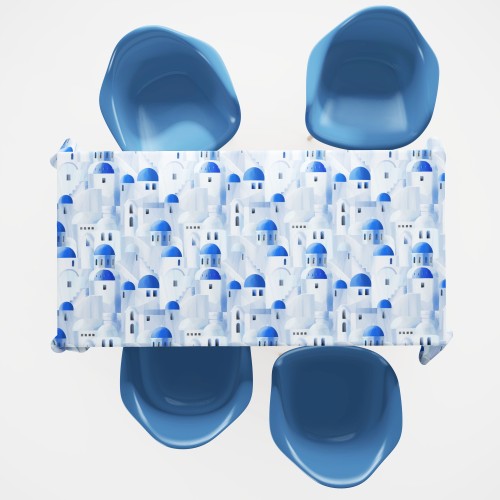 BAUMWOLL-TISCHDECKE blau SANTORINI Design made in Italy