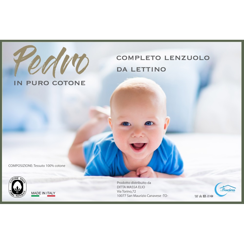 PEDRO SHEET SET for BABY cot in pure pure cotton