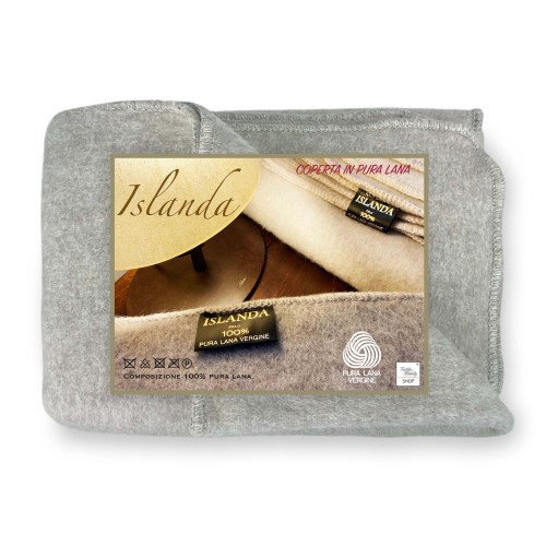 ICELAND BLANKET en vraie laine vierge pure douce et chaude GREY Melange