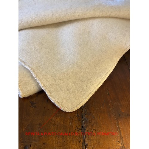 ICELAND BLANKET en vraie laine vierge pure douce et chaude BEIGE Melange