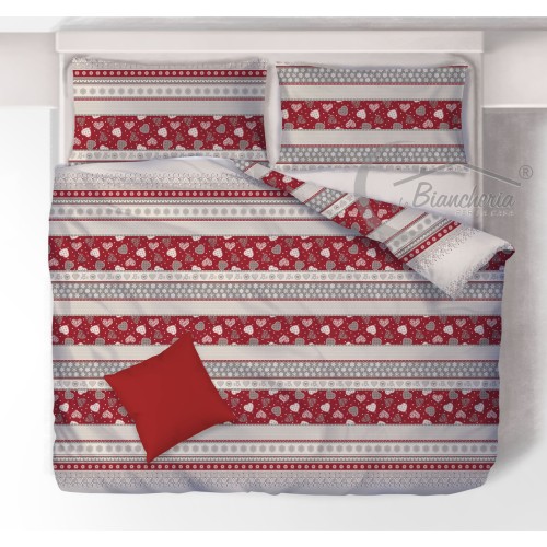 Funda nórdica tirolina dis. CORVARA MONTAGNA en puro algodón Made in Italy