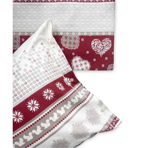 Tyrolean duvet cover dis. CORVARA MONTAGNA in pure cotton Made in Italy