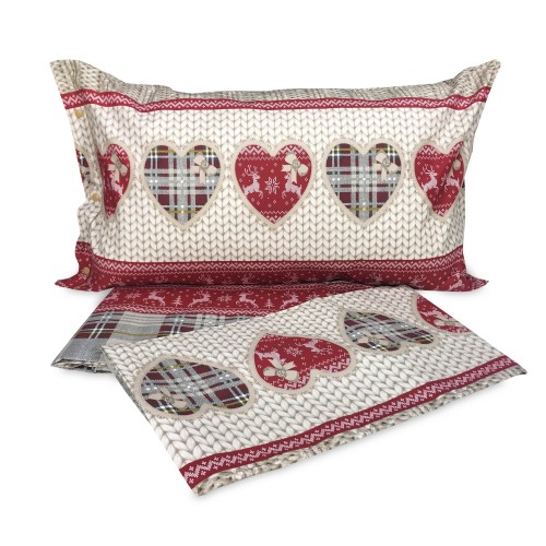 COMPLETO lenzuolo TIROLESE dis. BALME in puro cotone Made in Italy