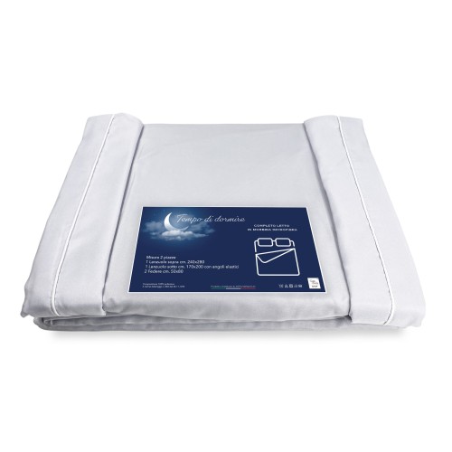 FEUILLE COMPLÈTE en microfibre souple COULEUR UNIE GRIS PERLE Double 2 CARRÉS pas de repassage