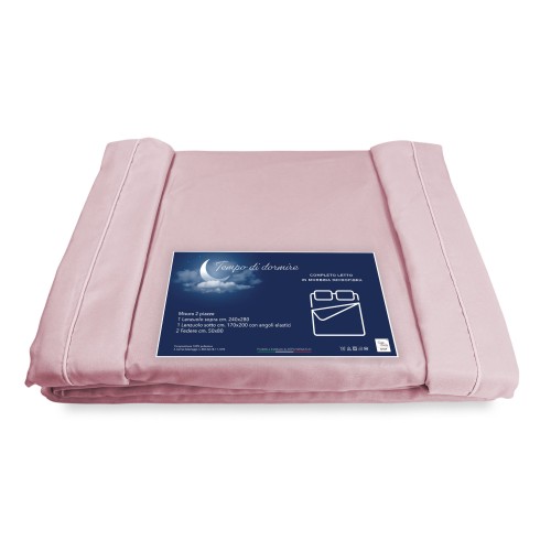FEUILLE COMPLÈTE en microfibre souple SOLID COLOR PINK Double 2 CARRÉS pas de repassage