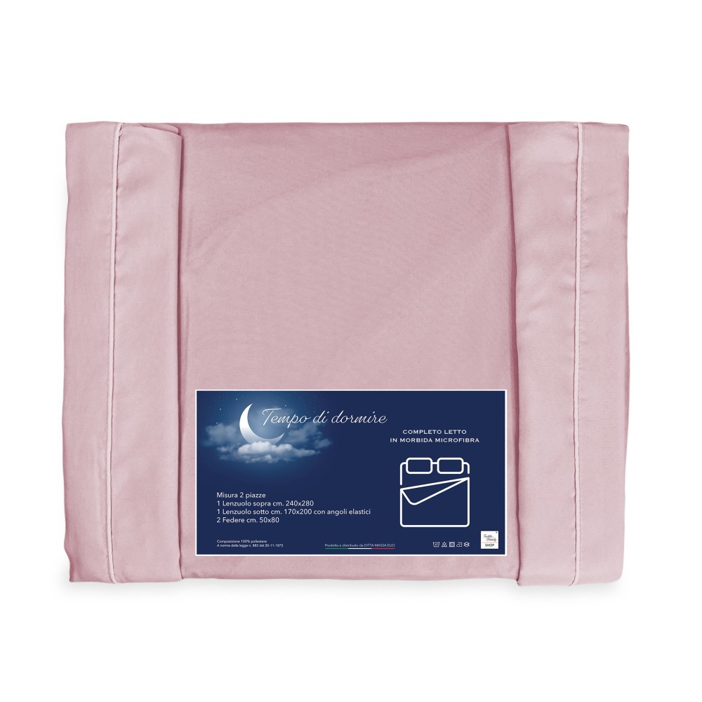 FEUILLE COMPLÈTE en microfibre souple SOLID COLOR PINK Double 2 CARRÉS pas de repassage