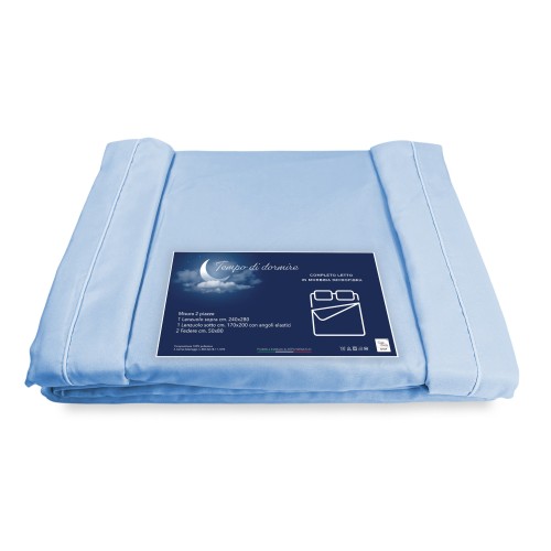 JUEGO DE SÁBANAS de microfibra suave SOLID BLUE 2-SQUARE cama doble sin plancha