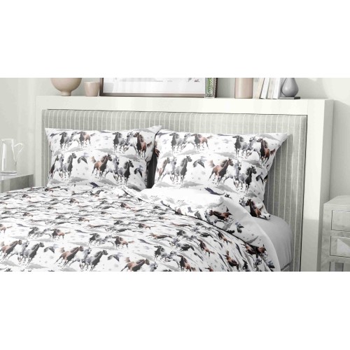 PFERDEBETTBEZUG Laufpferde aus reiner Baumwolle Made in Italy