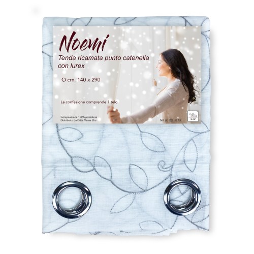 CORTINA NOEMI MODERN GREY LEAF bordado cm. 140x290 milímetros