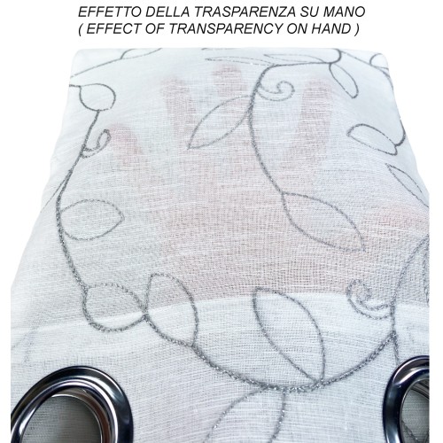 CORTINA NOEMI MODERN GREY LEAF bordado cm. 140x290 milímetros