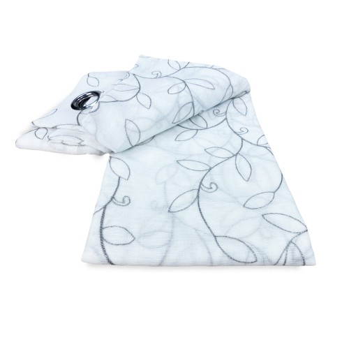 NOEMI RIDEAU BRODERIE MODERNE FEUILLE gris cm. 140x290
