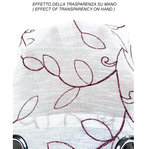 CORTINA NOEMI MODERN BURDEOS HOJA bordado cm. 140x290 milímetros