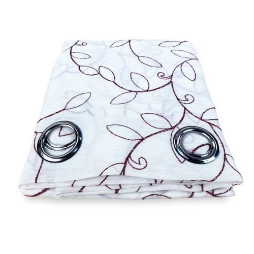 CORTINA NOEMI MODERN BURDEOS HOJA bordado cm. 140x290 milímetros