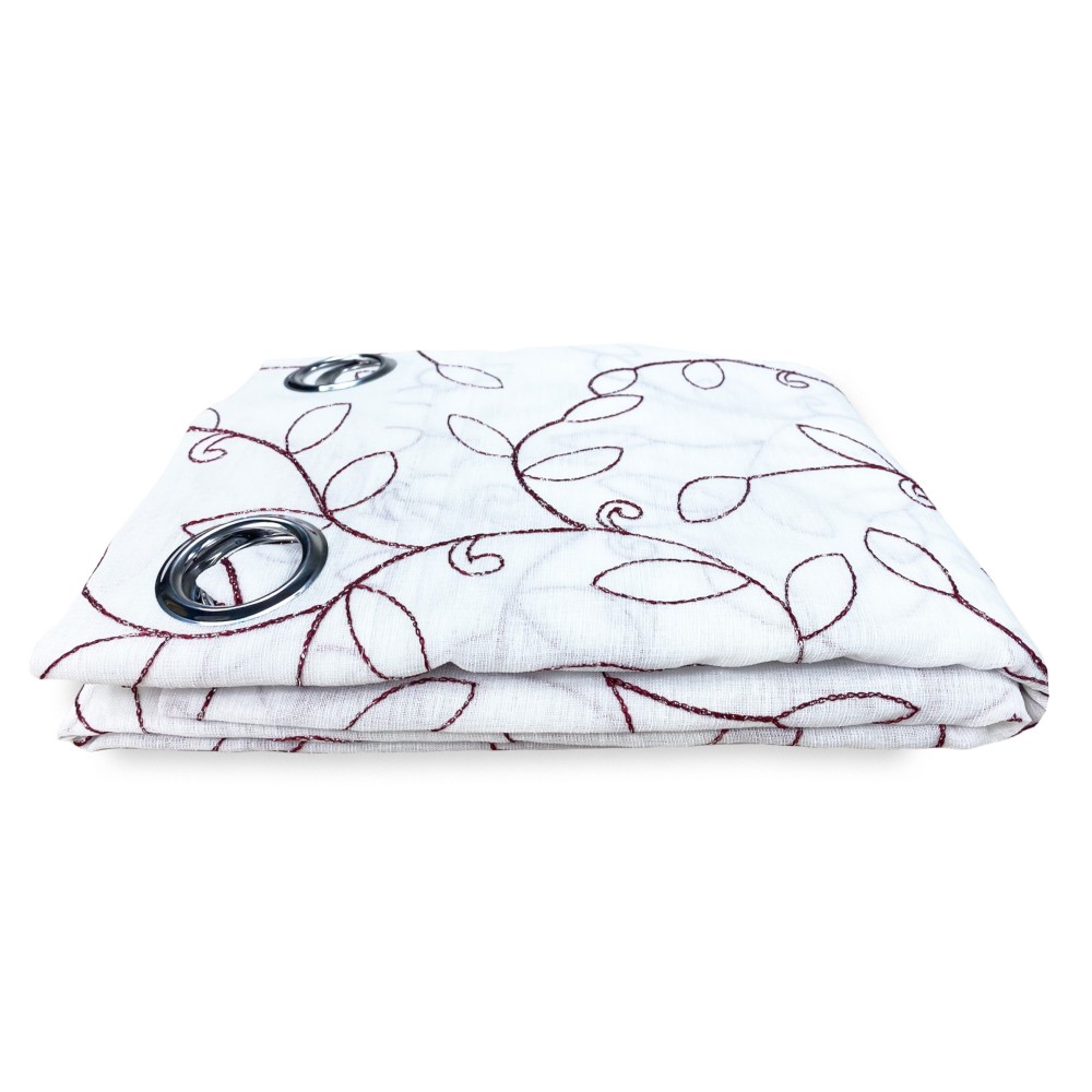 NOEMI RIDEAU BRODERIE MODERNE FEUILLE bordeaux cm. 140x290