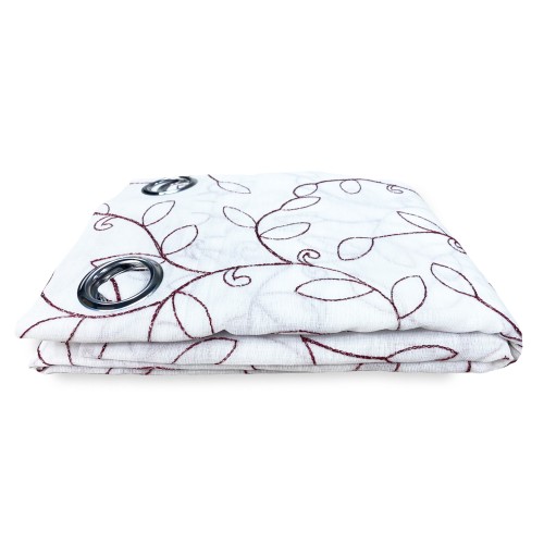 NOEMI RIDEAU BRODERIE MODERNE FEUILLE bordeaux cm. 140x290