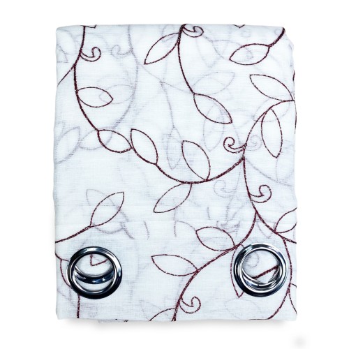 CORTINA NOEMI MODERN BURDEOS HOJA bordado cm. 140x290 milímetros