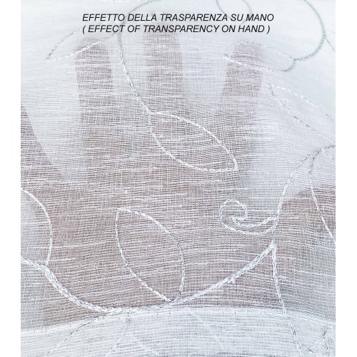 NOEMI RIDEAU BRODERIE MODERNE FEUILLE BLANCHE cm. 140x290