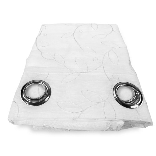 CURTAIN NOEMI MODERN LEAF embroidery white cm. 140x290 mm