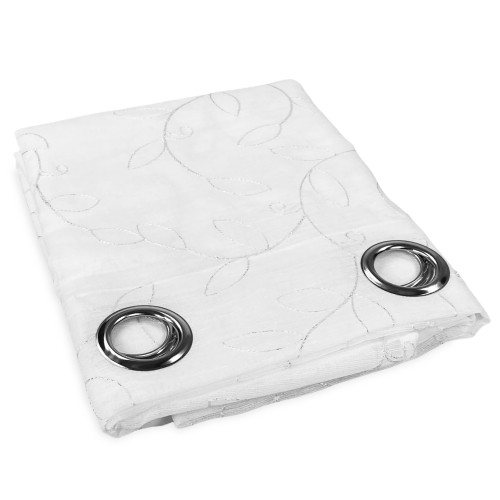 CURTAIN NOEMI MODERN LEAF embroidery white cm. 140x290 mm