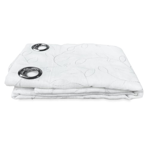 NOEMI RIDEAU BRODERIE MODERNE FEUILLE BLANCHE cm. 140x290