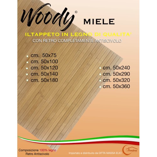 TAPPETO cucina WOODY © IN legno BAMBOO UNITO MIELE tutte le misure
