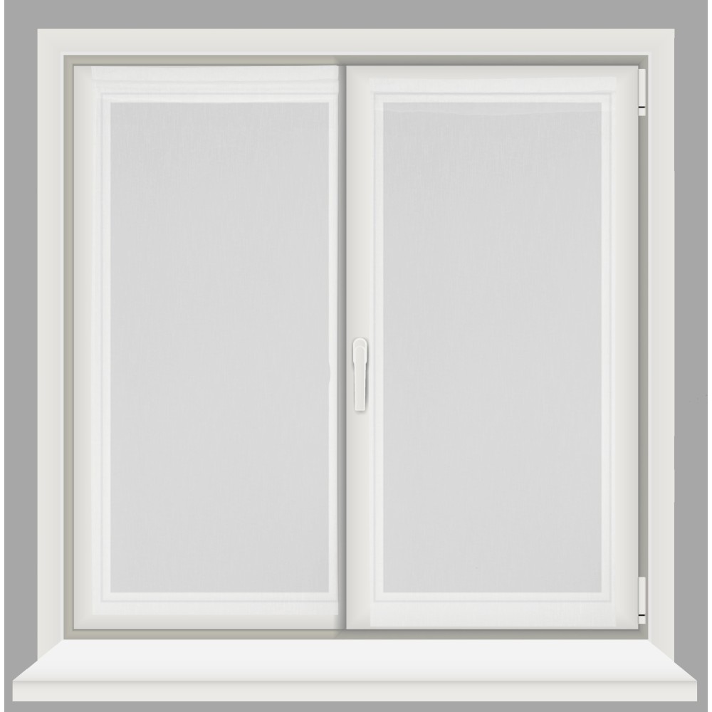 Coppia tendine vetro moderne SIMPLY Bianco - tessuto poliestere bouclè semitrasparente, orlino tunnel