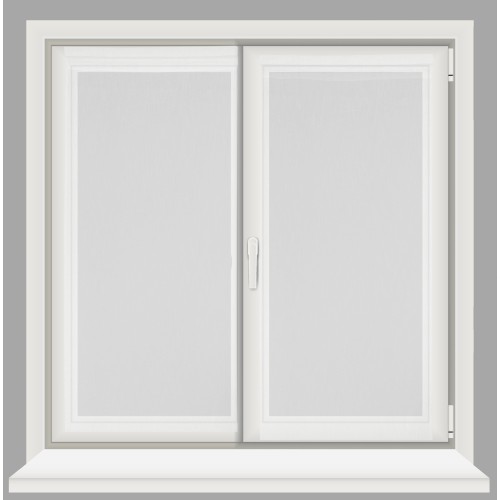 Coppia tendine vetro moderne SIMPLY Bianco - tessuto poliestere bouclè semitrasparente, orlino tunnel