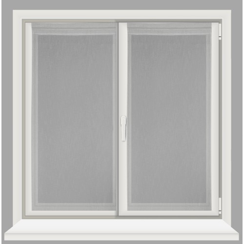Coppia tendine vetro moderne SIMPLY Grigio - tessuto poliestere bouclè semitrasparente, orlino tunnel