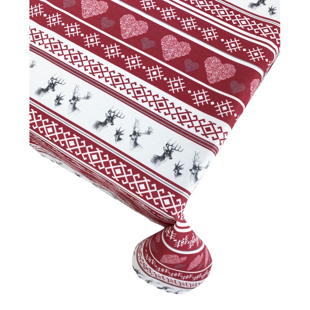 STAIN-RESISTANT TABLECLOTH RESINATED TORINO TYROLEAN MATTERHORN RED